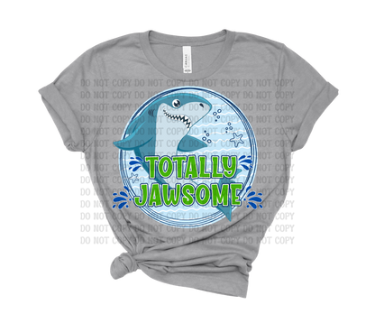 Totally Jawsome Green Blue Shark Digital Design | Summer Beach Shirt PNG | Boy, Girl & Unisex Shark Designs | Coastal Graphic Tee Download (Copy)