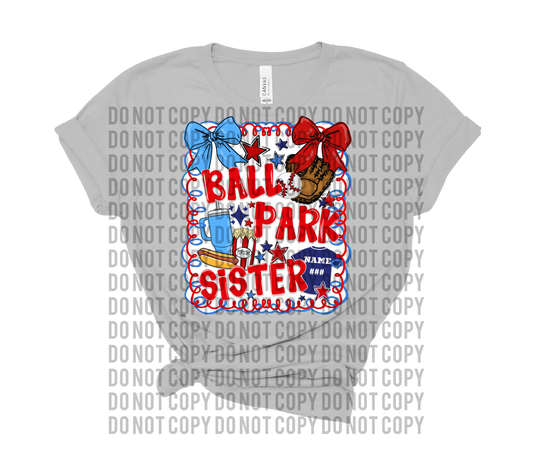 CUSTOM Baseball Softball Ball Park Sister Design