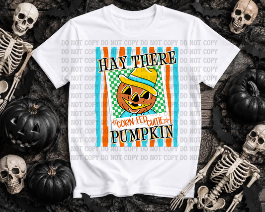 Hay There Pumpkin Corn Fed Cutie Kid's Scarecrow Halloween Digital Designs | Retro Halloween Scarecrow Shirt Design