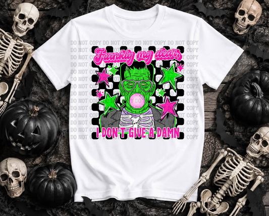 Frankly My Dear I Don’t Give a Damn Frankenstein Halloween 2 Digital Designs | Retro Spooky Neon Frankenstein Shirt Design