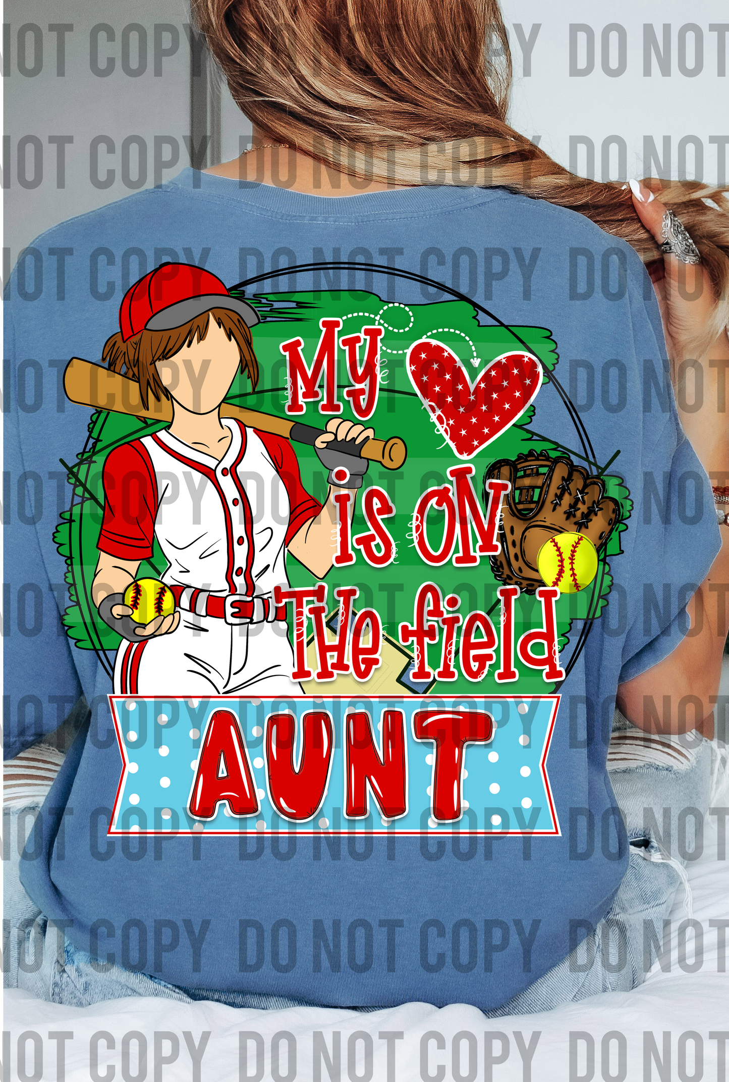 My Heart is on the Field Softball Aunt - Brunette