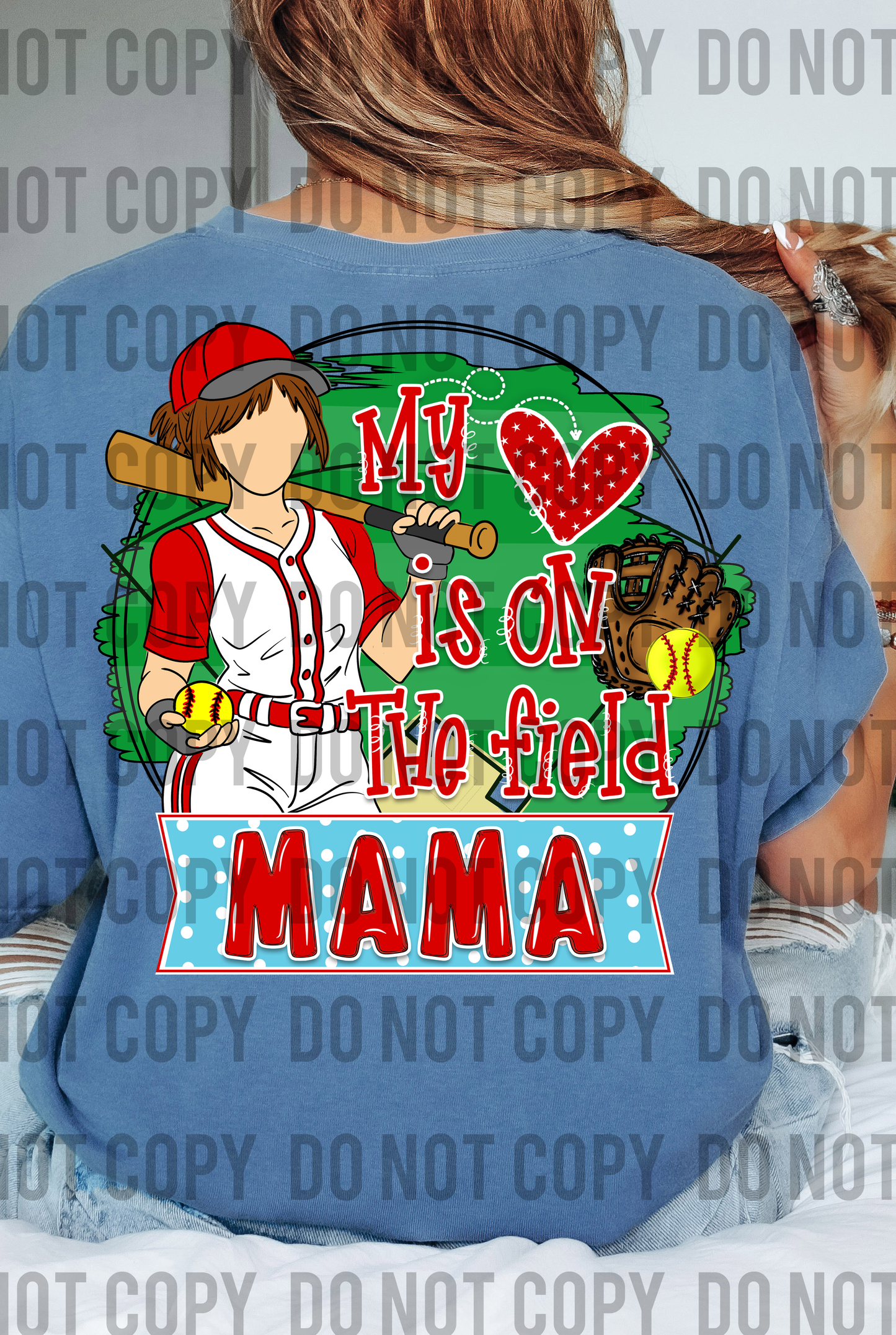 My Heart is on the Field Softball Mama Light Brunette