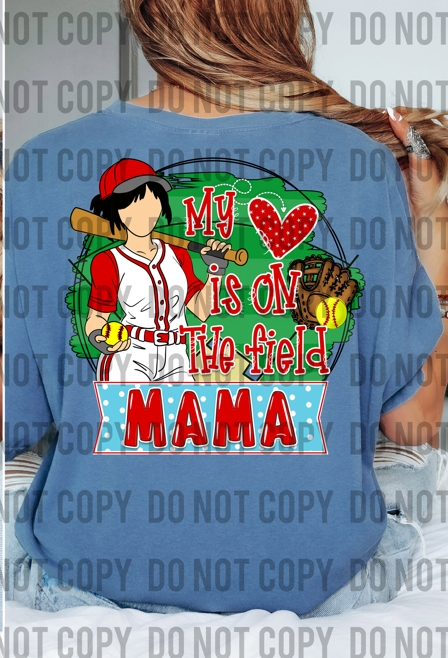 My Heart is on the Field Softball Mama Dark Hair