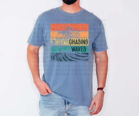Chasing Waves Surf & Beach Vibes Digital Design | Unisex Summer Shirt Graphics | Father’s Day Beach Tee PNG | Retro Surf Van & Palm Tree Designs