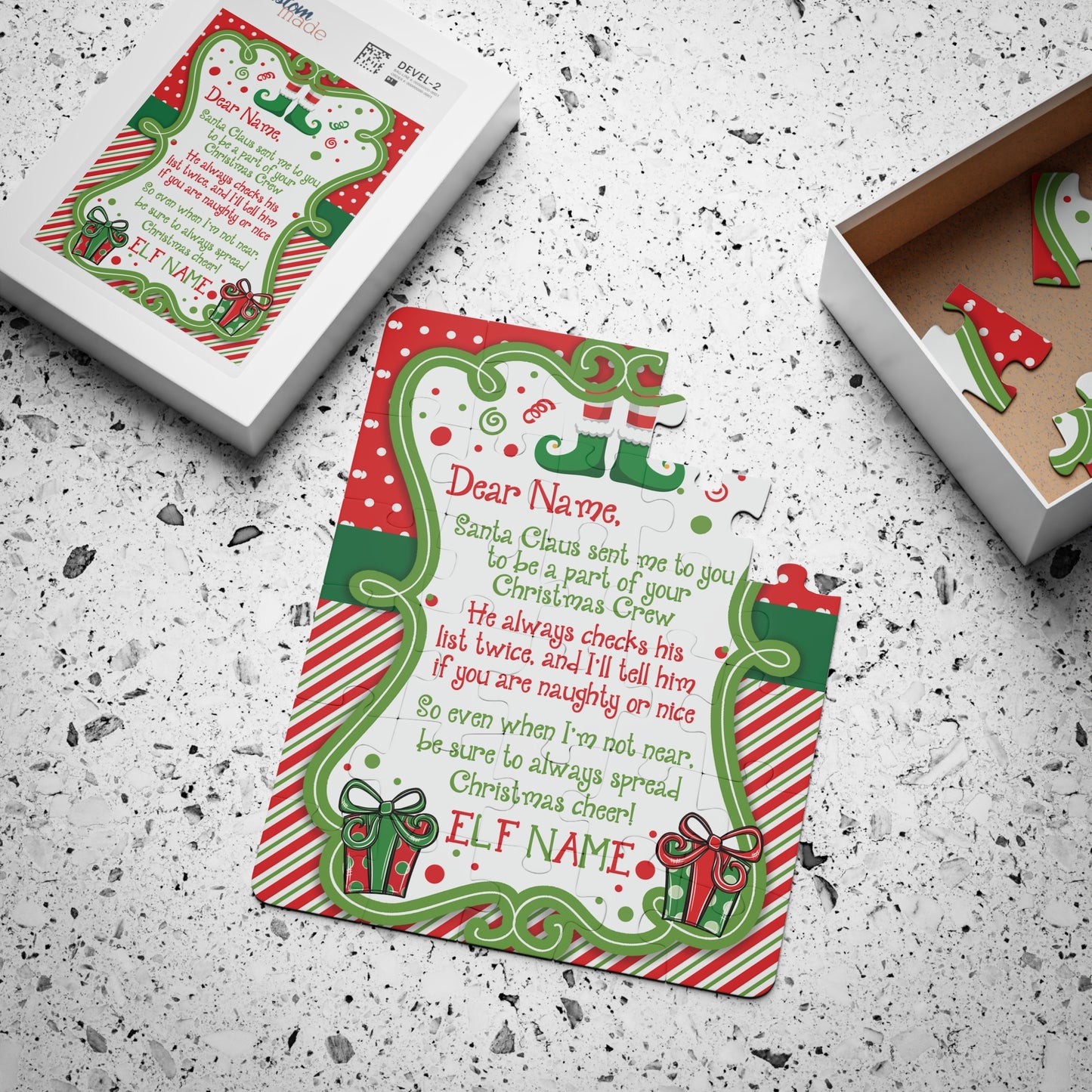 Custom Christmas Elf Arrival puzzles - 30pcs