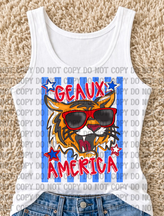 Geaux America Tiger Digital Design Bundle | Patriotic Louisiana Inspired PNG | Preppy 4th of July Sublimation Design Set | Southern USA Graphic  Unisex Kids Children Bundle