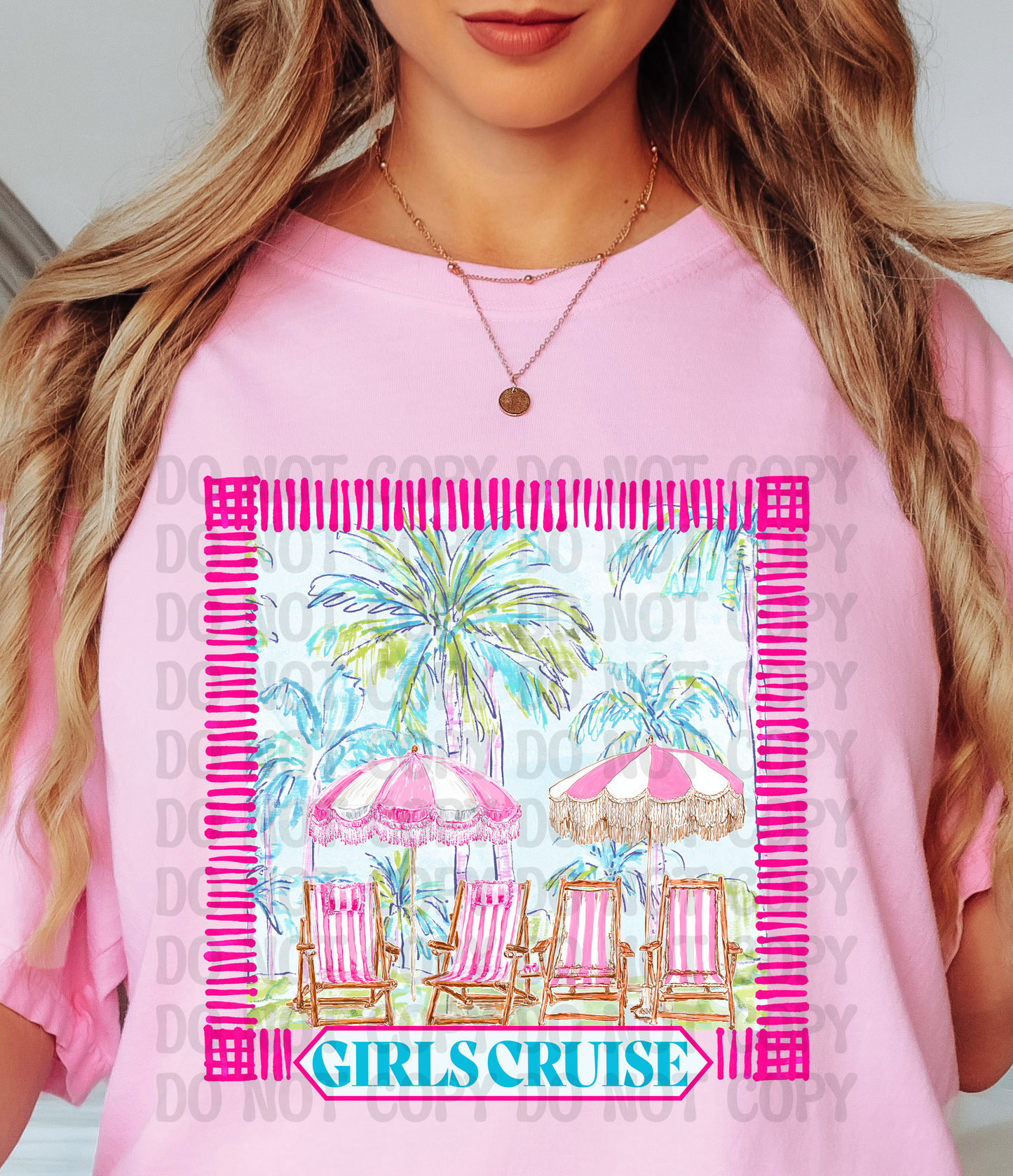Girls Cruise Beach Babe | Preppy Coastal Palm Tree Digital Design | Girly Summer Beach Chair Graphic PNG | Beachin Threads