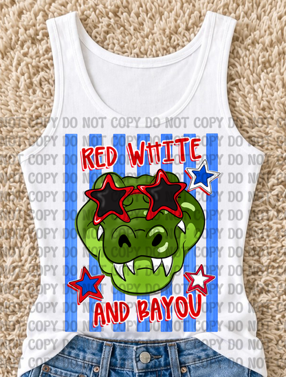 Red White & Bayou Digital Design Bundle | Preppy Louisiana Patriotic Gator PNG | Southern Cajun Summer Sublimation Design Set