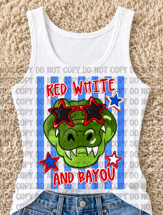 Red White & Bayou Digital Design Bundle | Preppy Louisiana Patriotic Gator PNG | Southern Cajun Summer Sublimation Design Set