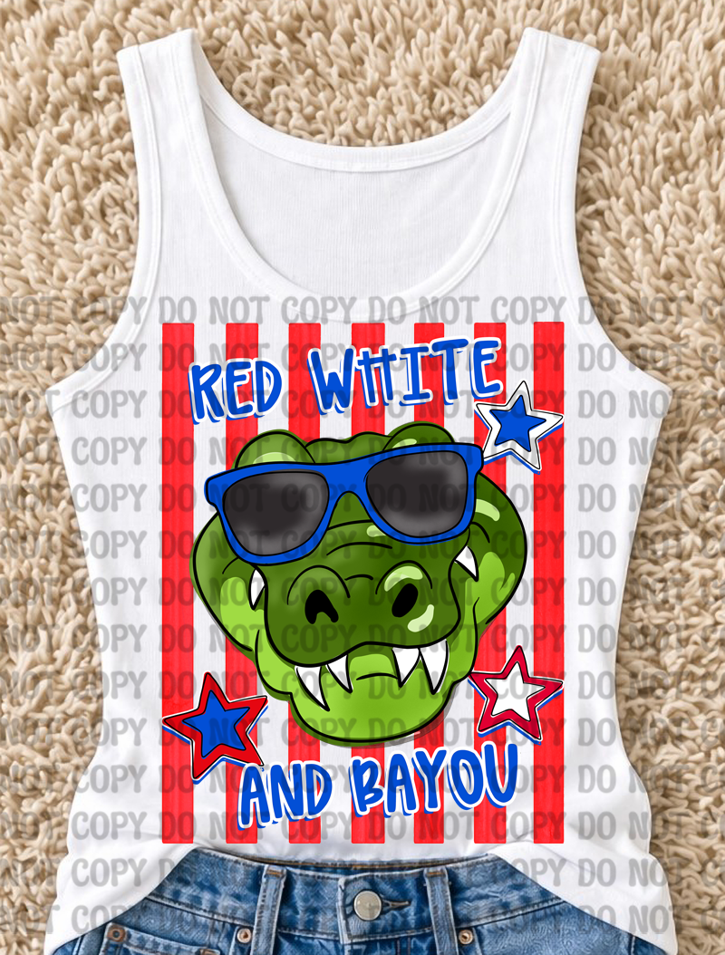 Red White & Bayou Digital Design Bundle | Preppy Louisiana Patriotic Gator PNG | Southern Cajun Summer Sublimation Design Set