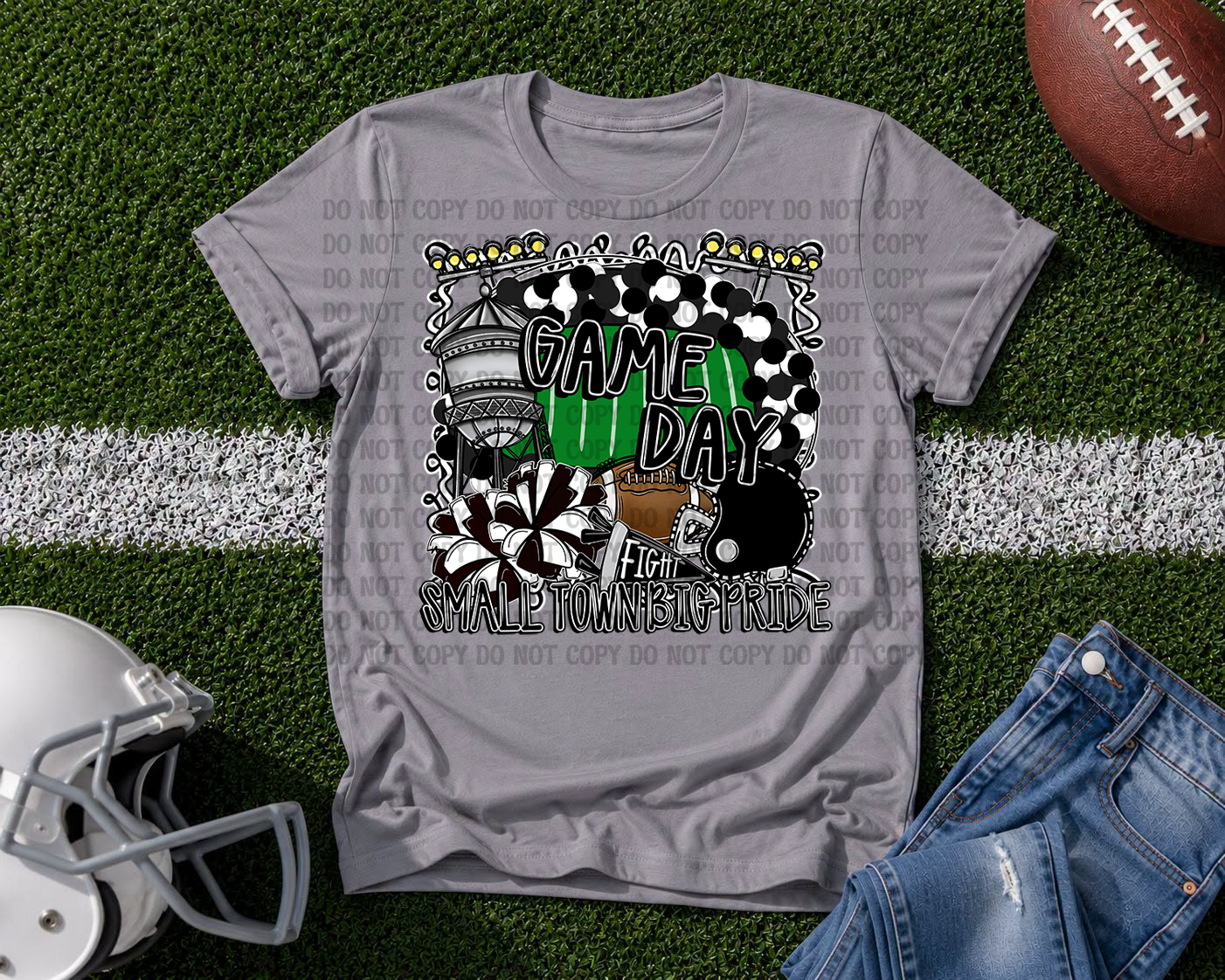 Custom Small Town Big Pride Football PNG | Personalized Friday Night Lights Team Spirit Design | Football Fan Digital Download