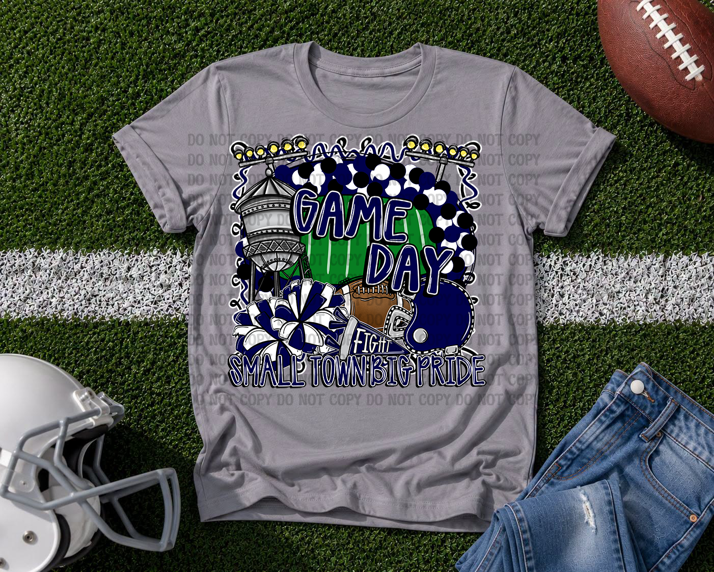 Custom Small Town Big Pride Football PNG | Personalized Friday Night Lights Team Spirit Design | Football Fan Digital Download