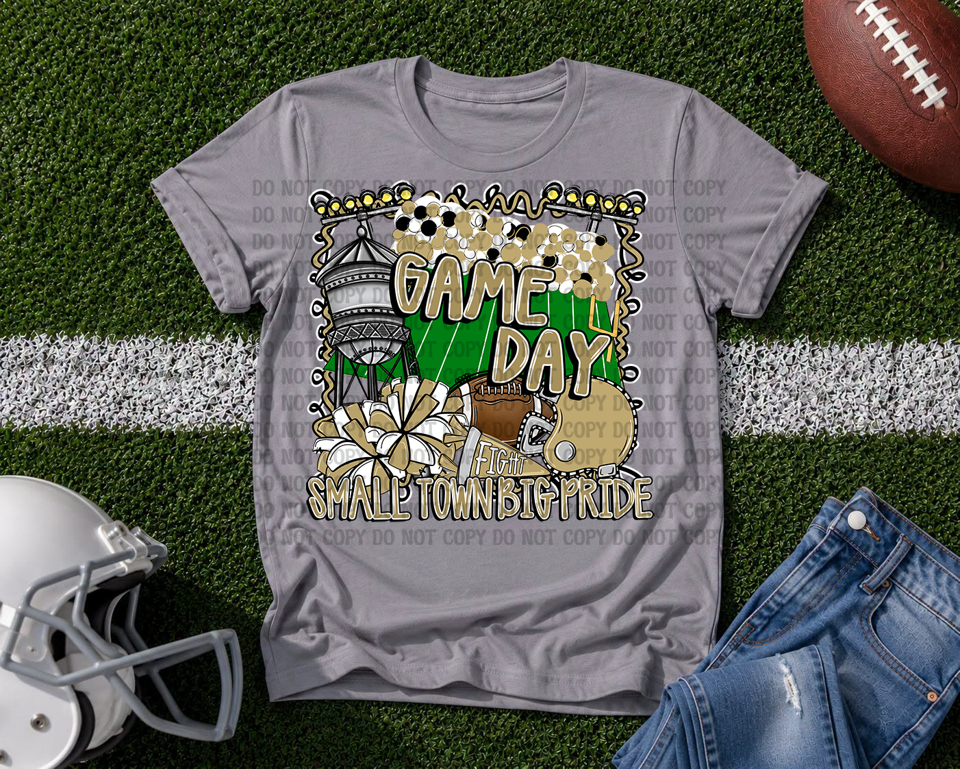 Custom Small Town Big Pride Football PNG | Personalized Friday Night Lights Team Spirit Design | Football Fan Digital Download