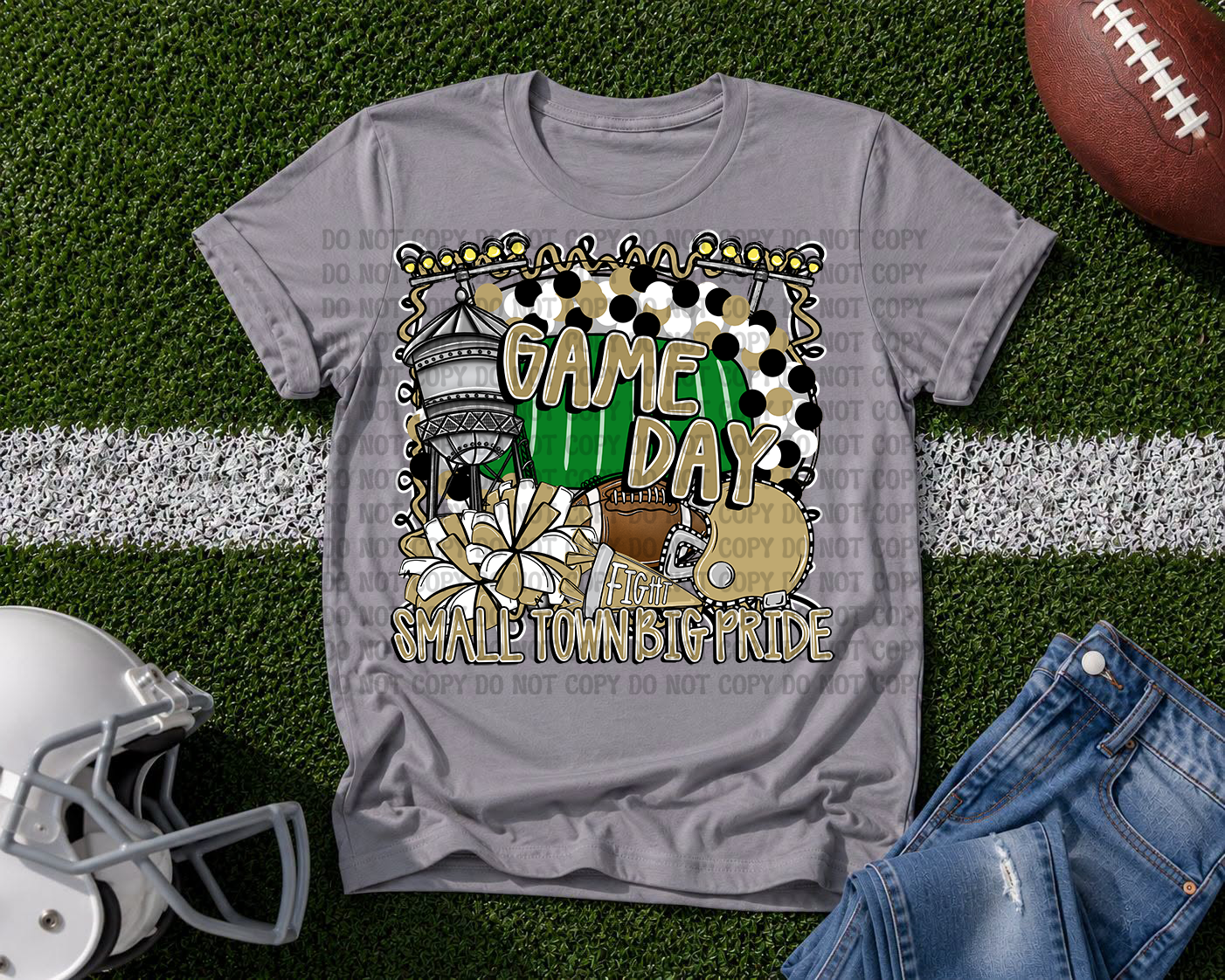 Custom Small Town Big Pride Football PNG | Personalized Friday Night Lights Team Spirit Design | Football Fan Digital Download