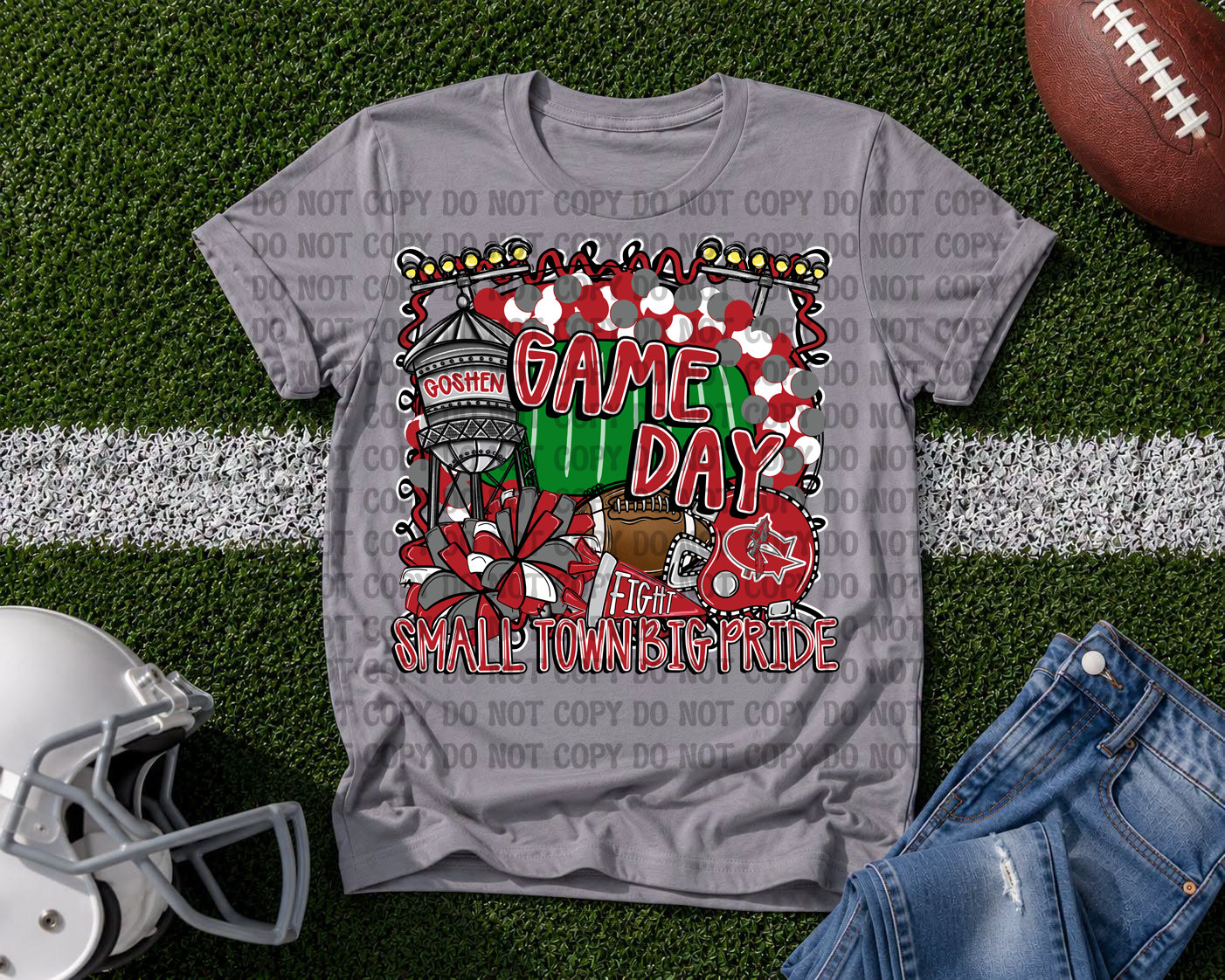 Custom Small Town Big Pride Football PNG | Personalized Friday Night Lights Team Spirit Design | Football Fan Digital Download