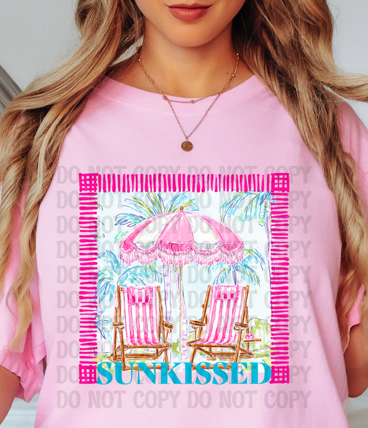 Sunkissed Beach Babe | Preppy Coastal Palm Tree Digital Design | Girly Summer Beach Chair Graphic PNG | Beachin Threads