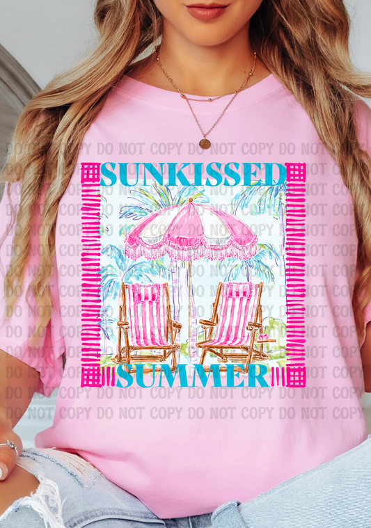Sunkissed Summer Beach Babe | Preppy Coastal Palm Tree Digital Design | Girly Summer Beach Chair Graphic PNG | Beachin Threads