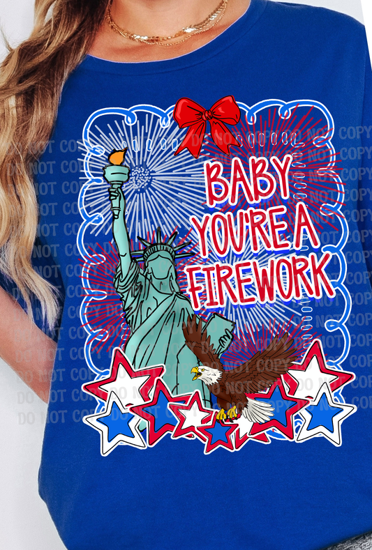 Baby You're a Firework Stars Stripes Hot Dog Girlie Girly Fireworks Statue of Liberty  Design - Red, White & Boom – Coquette Preppy Whimsical 4th of July Digital Design for Kids & Family | Patriotic Summer Fun Download
