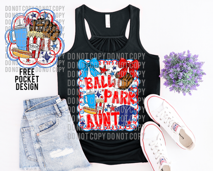 Ball Park Baseball Aunt Digital Design