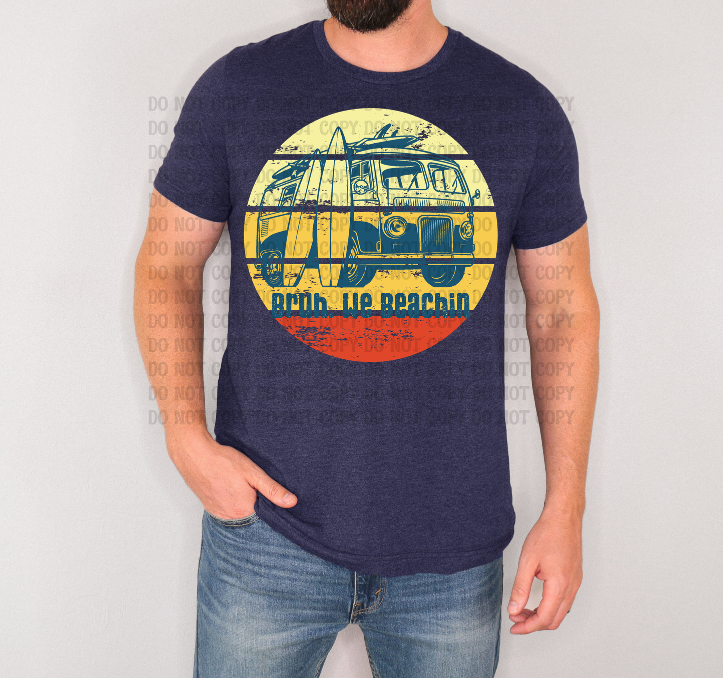 Bruh We Beachin Surf & Beach Vibes Digital Design | Unisex Summer Shirt Graphics | Father’s Day Beach Tee PNG | Retro Surf Van & Palm Tree Designs