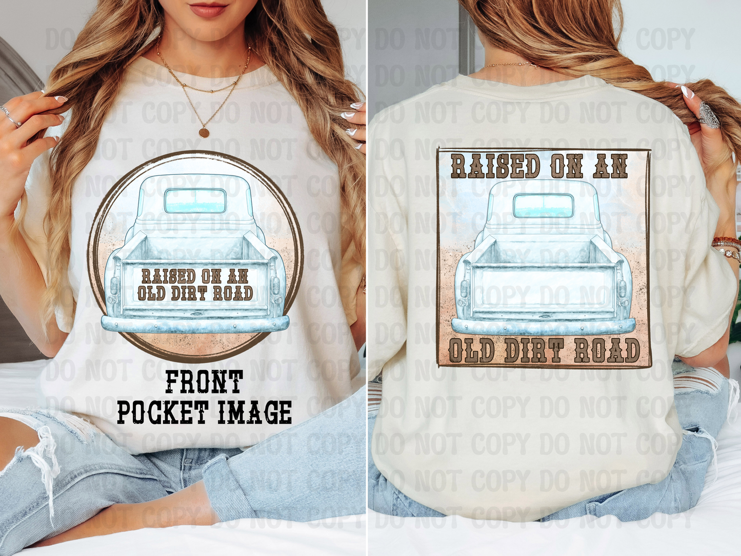 Raised On An Old Dirt Road Shirt Design | Country Western Graphic Tee PNG | Vintage Truck Sublimation | Southern Unisex T-Shirt Design | Digital Download