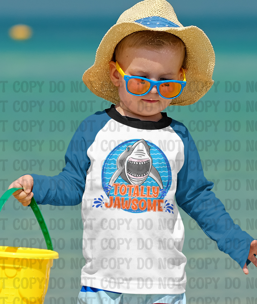 Totally Jawsome Orange Blue Shark Digital Design | Summer Beach Shirt PNG | Boy, Girl & Unisex Shark Designs | Coastal Graphic Tee Download