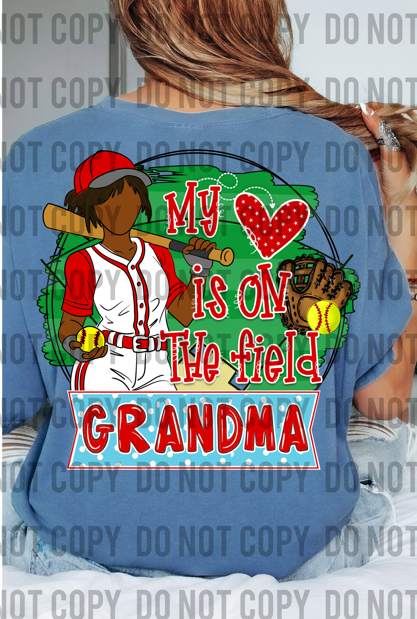 My Heart is on the Field Softball Grandma - Dark Hair 2