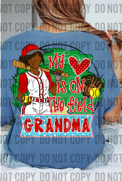 My Heart is on the Field Softball Grandma - Dark Hair 2