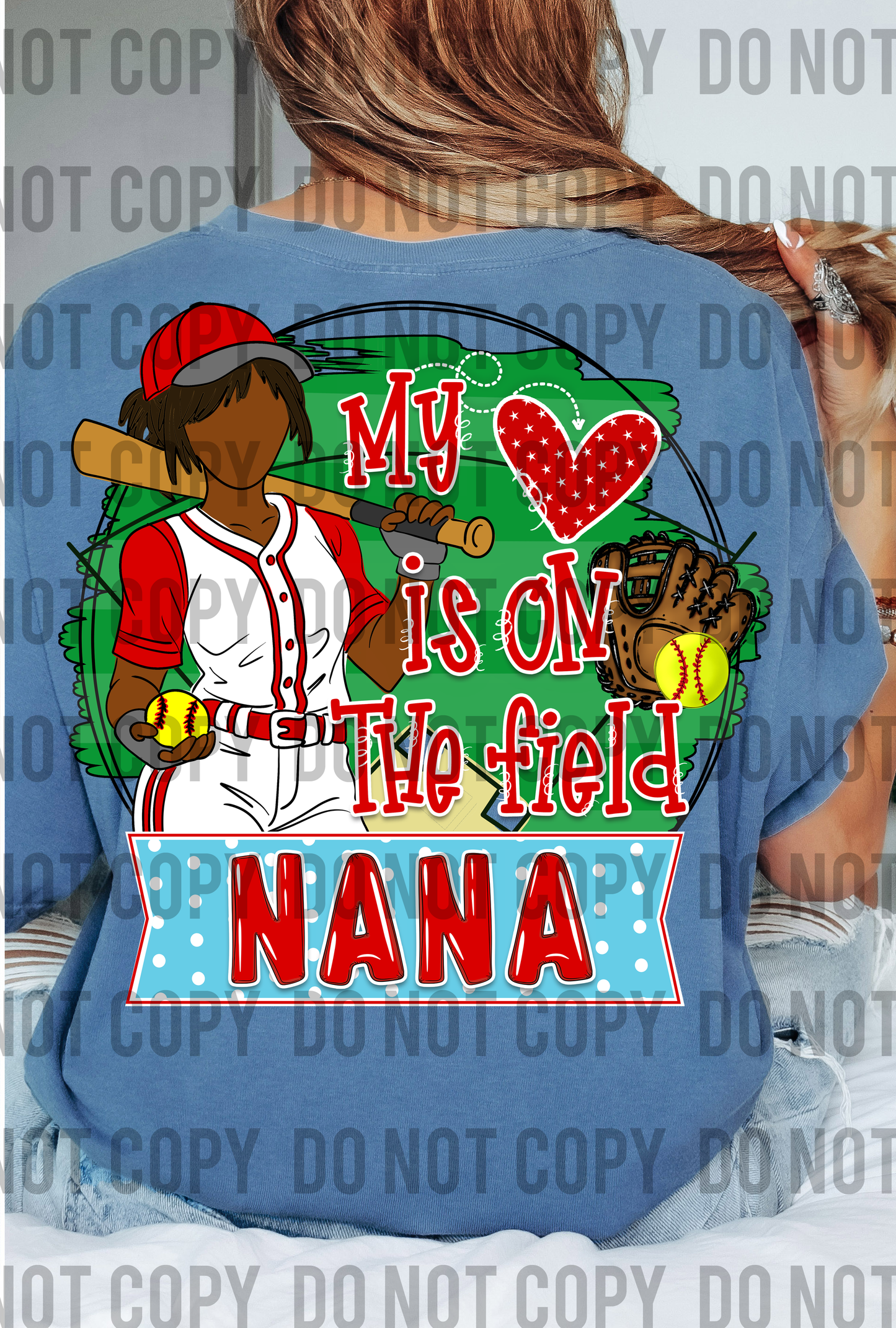 My Heart is on the Field Softball Nana - Dark Hair 1