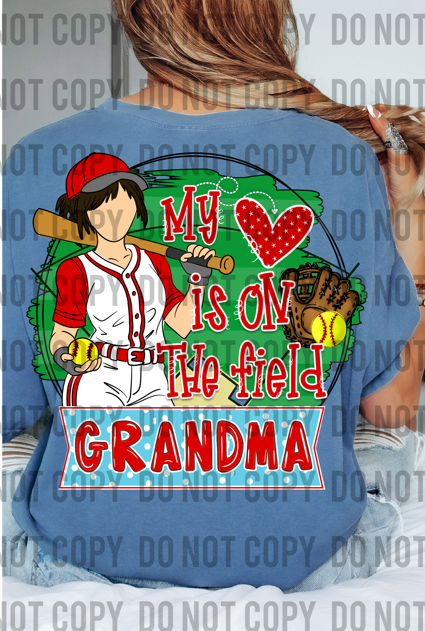 My Heart is on the Field Softball Grandma - dark Hair