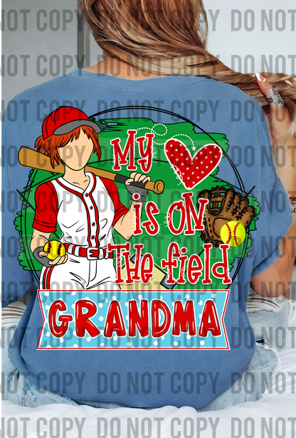 My Heart is on the Field Softball Grandma - Red Hair