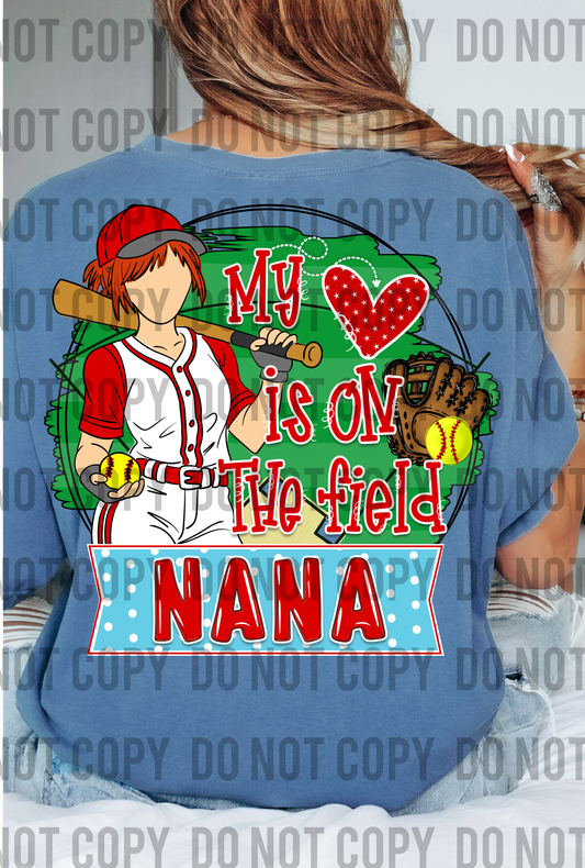 My Heart is on the Field Softball Nana - Red Hair