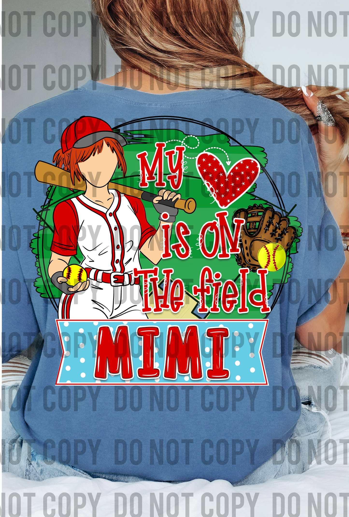 My Heart is on the Field Softball Mimi - Red Hair