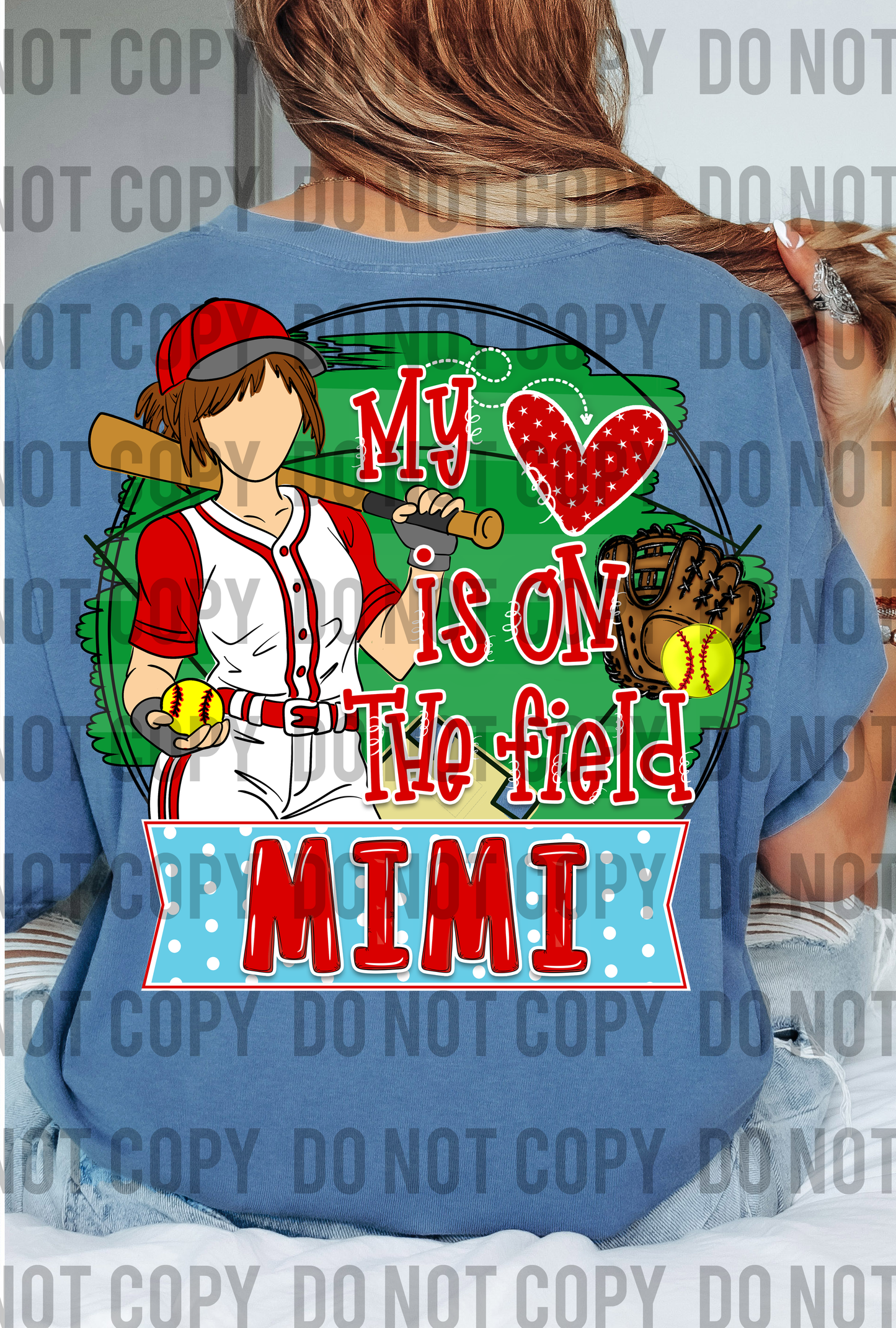 My Heart is on the Field Softball Mimi - Brunette
