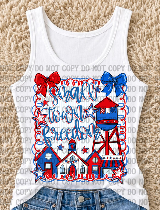 Small Town Charm Freedom Patriotic Digital Design | 4th of July Preppy Southern America 250 Celebration PNG for DTF Transfers