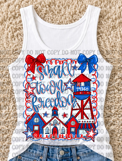 CUSTOM - Small Town Charm Freedom Patriotic Digital Design | 4th of July Preppy Southern America 250 Celebration PNG for DTF Transfers
