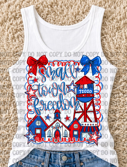 CUSTOM - Small Town Charm Freedom Patriotic Digital Design | 4th of July Preppy Southern America 250 Celebration PNG for DTF Transfers