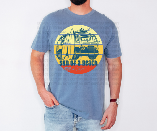 Son of a Beach Surf & Beach Vibes Digital Design  | Unisex Summer Shirt Graphics | Father’s Day Beach Tee PNG | Retro Surf Van & Palm Tree Designs