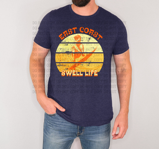 East Coast Swell Life Surf & Beach Vibes Digital Design  | Unisex Summer Shirt Graphics | Father’s Day Beach Tee PNG | Retro Surf Van & Palm Tree Designs