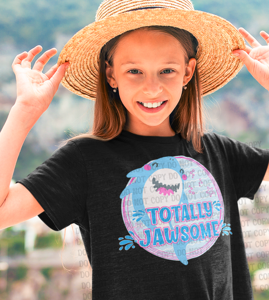 Totally Jawsome Pink Blue Shark Digital Design | Summer Beach Shirt PNG | Boy, Girl & Unisex Shark Designs | Coastal Graphic Tee Download
