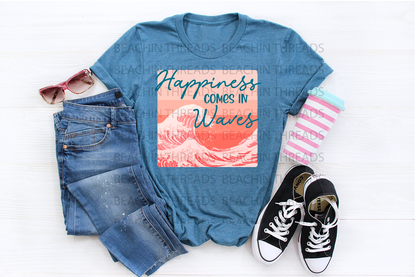 Happiness Comes in Waves Summer Beach Design